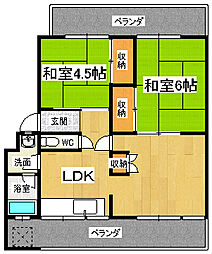 第一岡崎マンション 2LDKの間取図画像