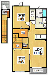 フィデール・レーベン 2LDKの間取図画像