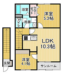 ポルト・ボヌールK II 2LDKの間取図画像