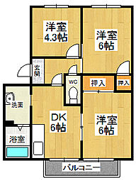 アゼリアパークハウスG 3DKの間取図画像