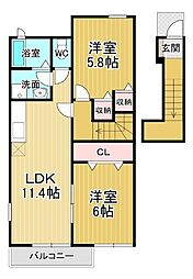 ルイメゾン1 2LDKの間取図画像