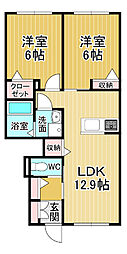 メゾンパインヒルズ 2LDKの間取図画像