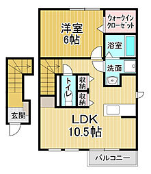 メゾン・コモドB 1LDKの間取図画像