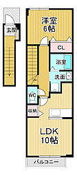 クラージュ 1LDKの間取図画像