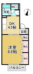 プレスティージュ212 1DKの間取図画像