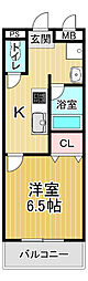 メゾンロワイヤル 1Kの間取図画像