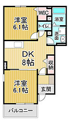 アヴォンリー1 2DKの間取図画像