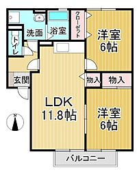 ファミール千鳥ケ浜 2LDKの間取図画像