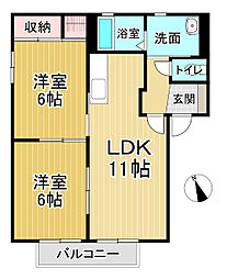 フレンドリーB 2LDKの間取図画像