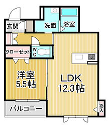 ベレオ鳴門2号館 1LDKの間取図画像