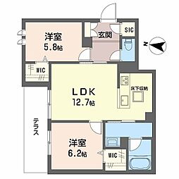 シャーメゾン ル リアン 2LDKの間取図画像