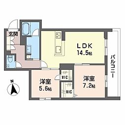 シャーメゾン マイレ 2LDKの間取図画像