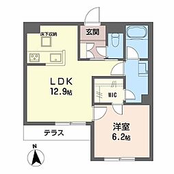 シャーメゾン リアン 深江橋 1LDKの間取図画像