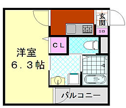H-maison平野本町 1Kの間取図画像