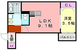 H-maison衣摺III 1LDKの間取図画像