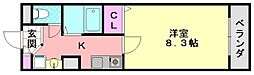 アンジェロ箕面 1Kの間取図画像