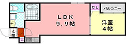 アッシュメゾン高井田 1LDKの間取図画像