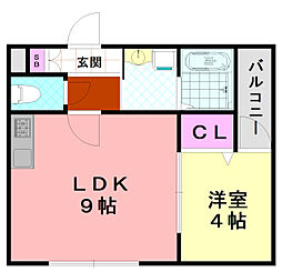 アッシュメゾン平野3 1LDKの間取図画像
