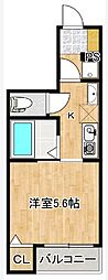 JR鹿児島本線 都府楼南駅 徒歩12分の賃貸アパート 1階1Kの間取り