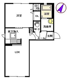 花みずき弐番館 1LDKの間取図画像