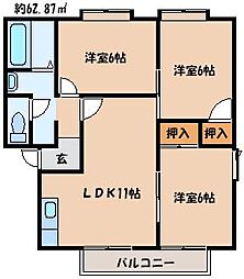 塚原台レイクタウン B棟 2階/202