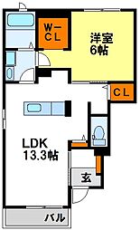 カーサビアンカ 1LDKの間取図画像