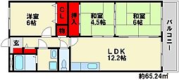 グレースマンション大野城 3LDKの間取図画像