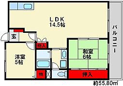 クレッセント上田 2LDKの間取図画像
