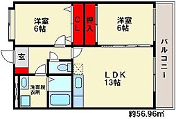 ウエストビレッジ21 2LDKの間取図画像