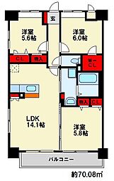 シグレア下大利 3LDKの間取図画像