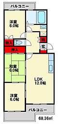 ベレーザ旭ヶ丘 3LDKの間取図画像