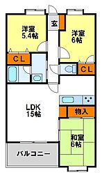 アルフィーネ二日市駅前 3LDKの間取図画像