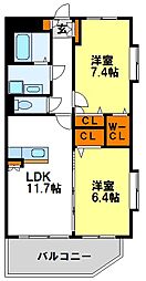 エルマーナ1 2LDKの間取図画像