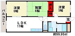 ウィンコート都府楼 3LDKの間取図画像