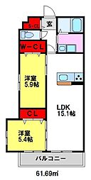 サウンドクレスト五条駅前 2LDKの間取図画像