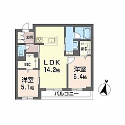 AmiCourt Ohri 2LDKの間取図画像