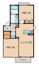 シャーメゾン宮の森B 2LDKの間取図画像
