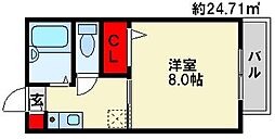 ルミエール1 1Kの間取図画像
