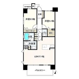 オーヴィジョン二日市 2LDKの間取図画像