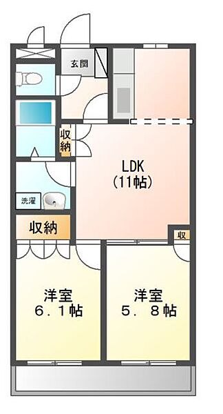 クラネットＡ ｜千葉県袖ケ浦市蔵波(賃貸アパート2LDK・2階・49.50㎡)の写真 その2