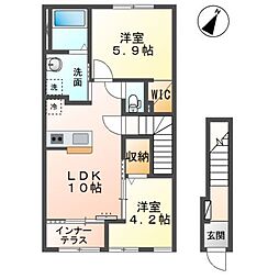 レナレジデンス 2LDKの間取図画像