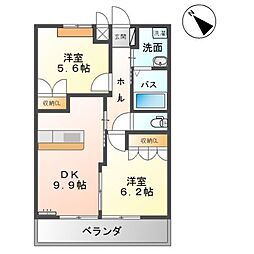 ソレイユイワネ 2DKの間取図画像