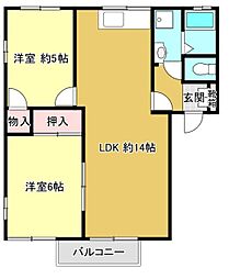 ビレッジタカザワD 2LDKの間取図画像