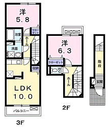 オリエンタルコートA 2LDKの間取図画像