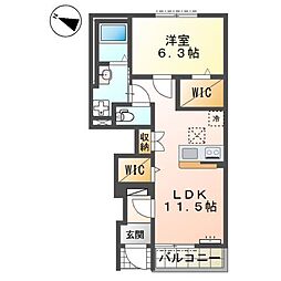 ポローニア 1LDKの間取図画像