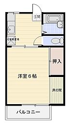 スカイサンハイツB 1Kの間取図画像