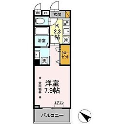 アグレーヴ 1Kの間取図画像