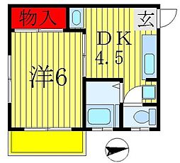 コーポメグミ 2階1DKの間取り