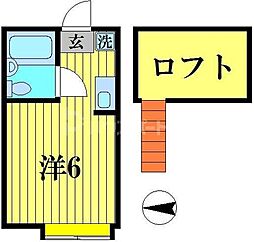 キャピタル八柱 2階ワンルームの間取り