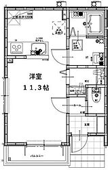 グランソフィア貝柄山 ワンルームの間取図画像